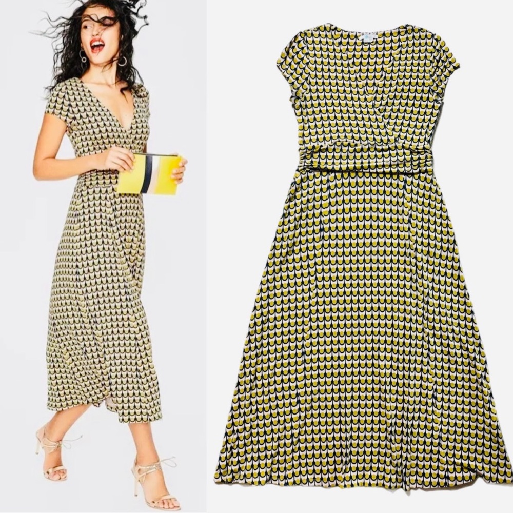 Boden Lily Jersey Retro spot geometric print midi
Size 10R